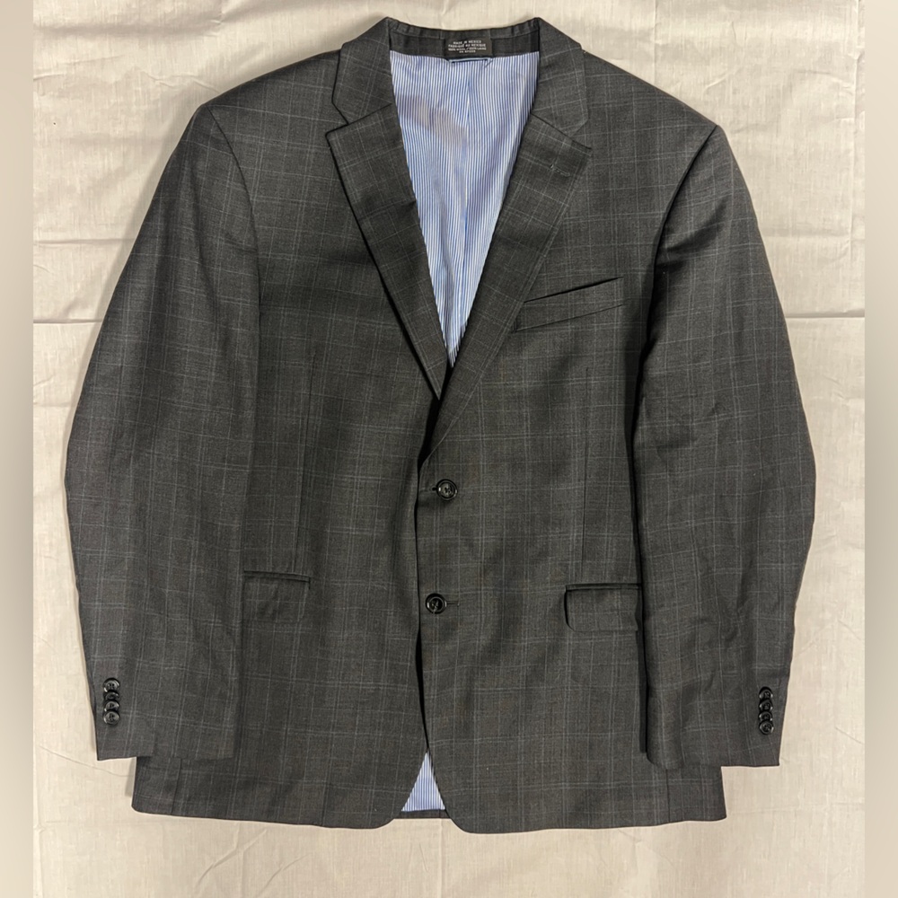 Tommy Hilfiger 100% Wool Gray and Blue Mens Suit Jacket